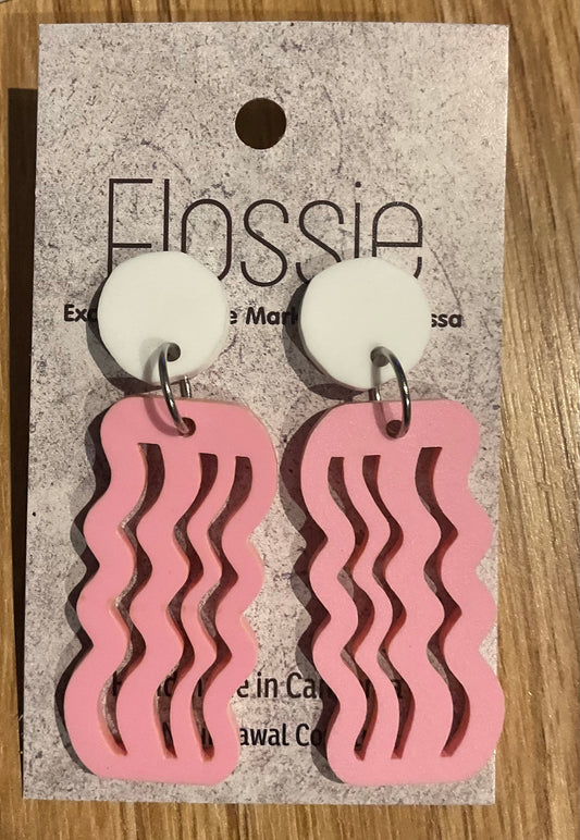 *Earrings Acrylic Bacon Dangles