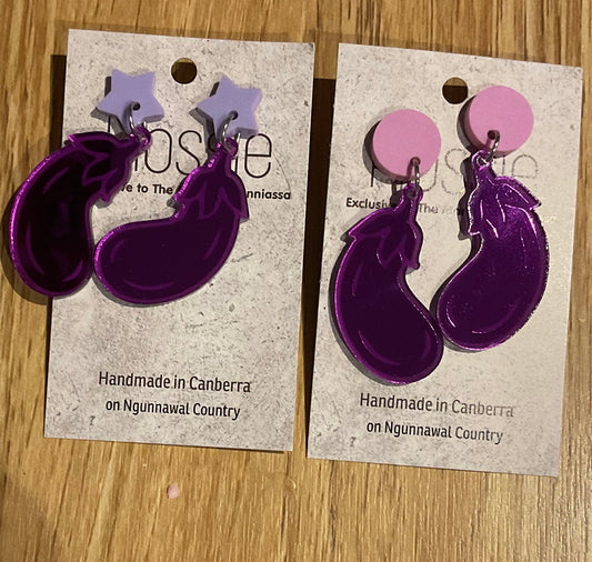 *Earrings Acrylic Eggplant Dangles