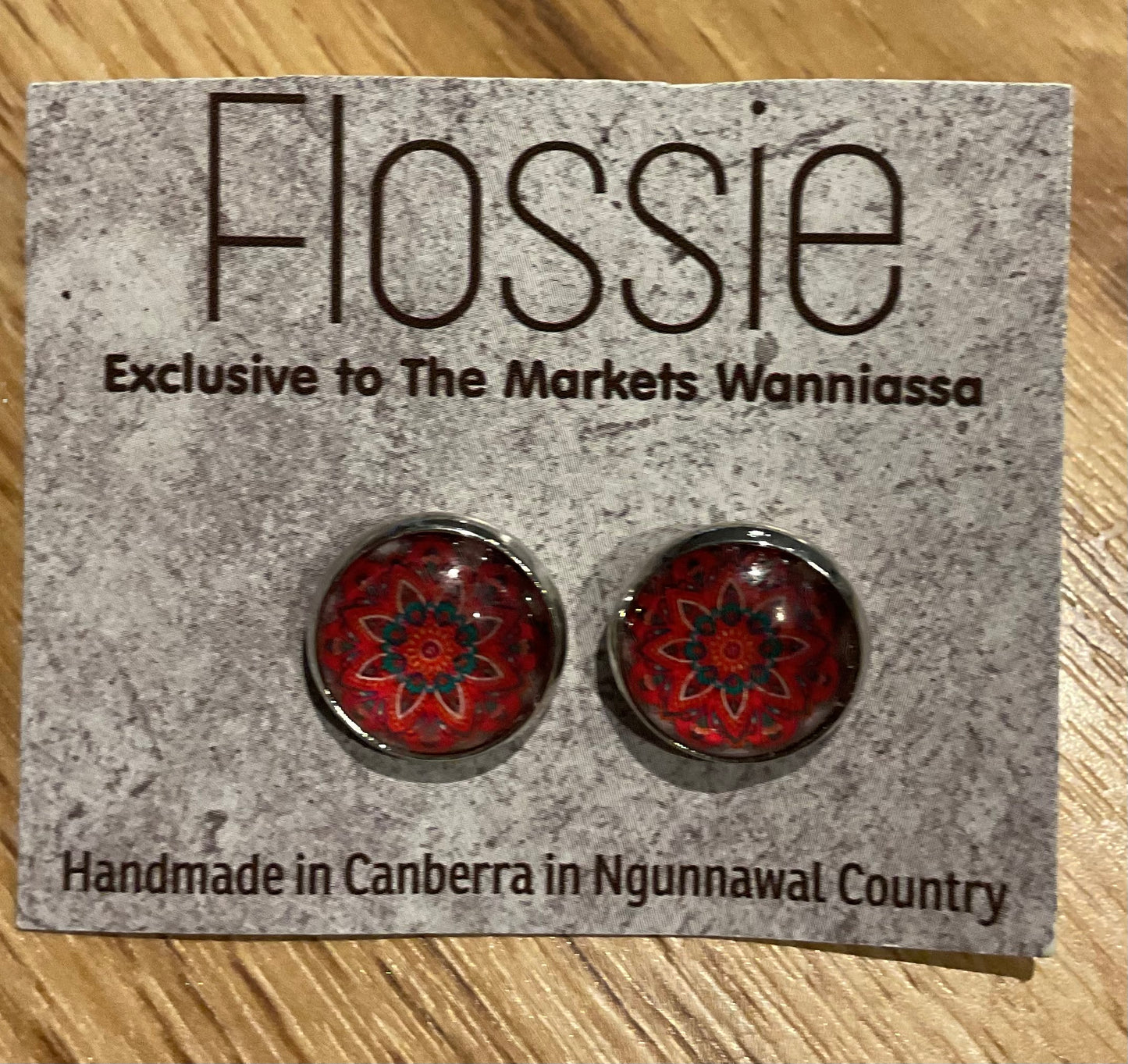 *Earrings Pink Mandala Glass Studs
