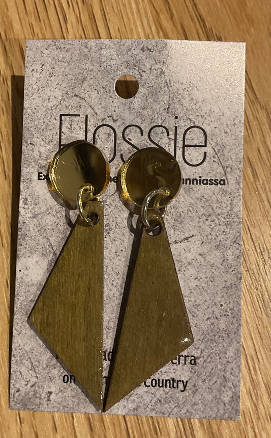 *Earrings Hand Painted Gold Resin Dangles