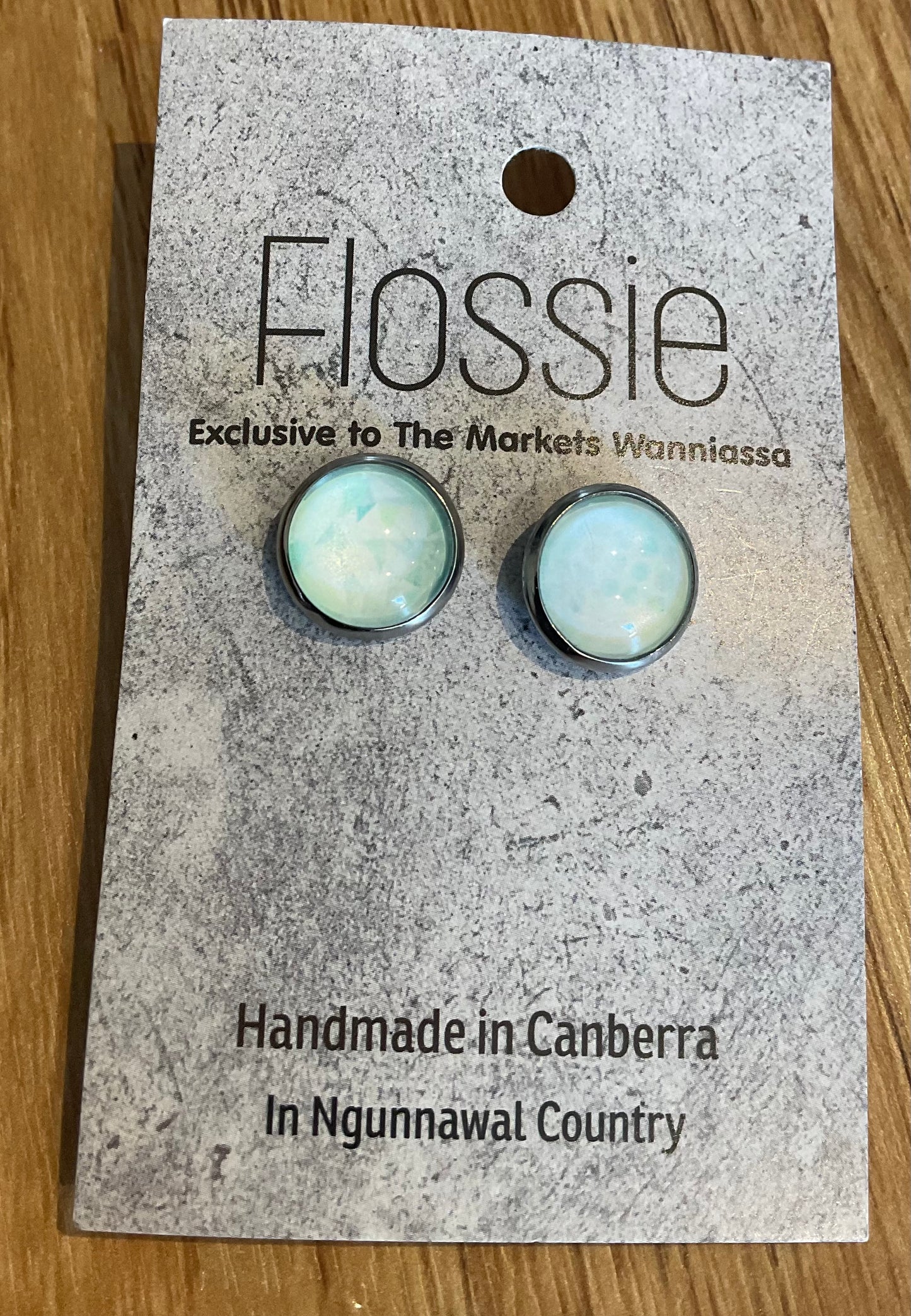 *Earrings Glass Dome Studs Pastel Blue