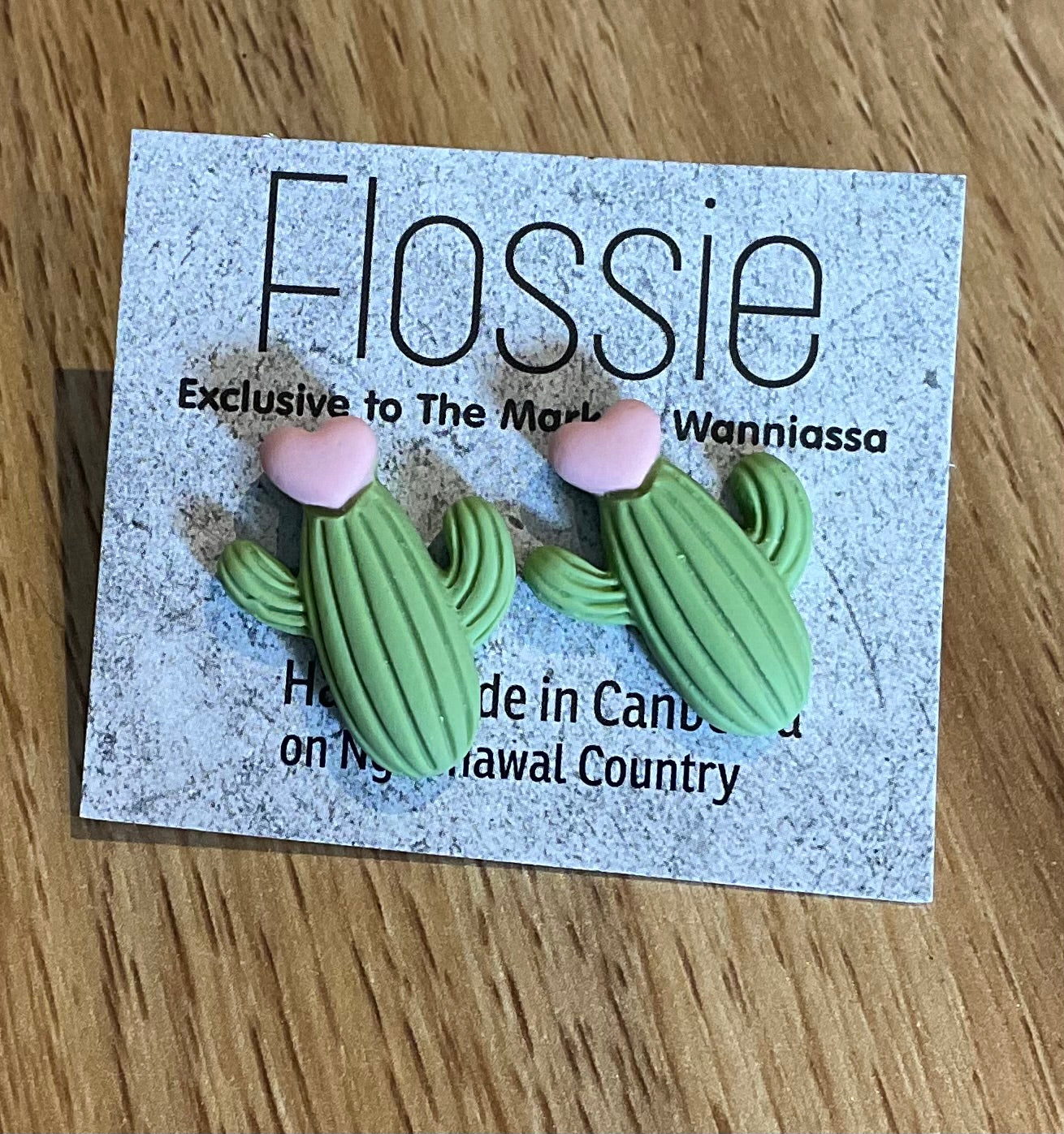 *Earrings Heart Cactus Studs