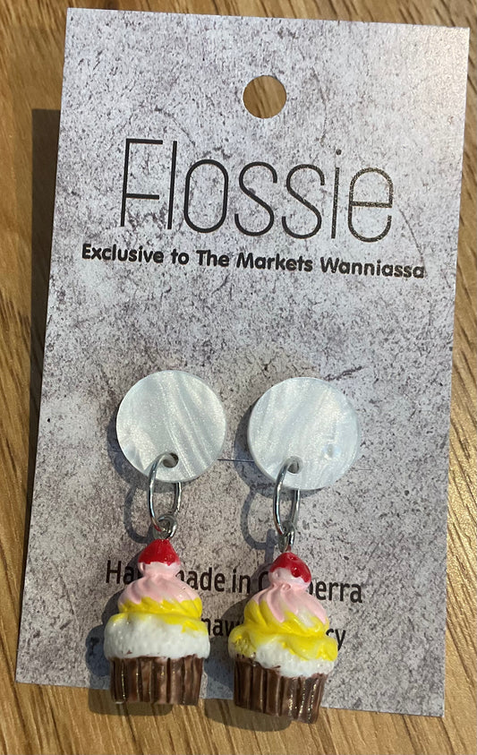 *Earrings Clip on Dangles Cupcakes