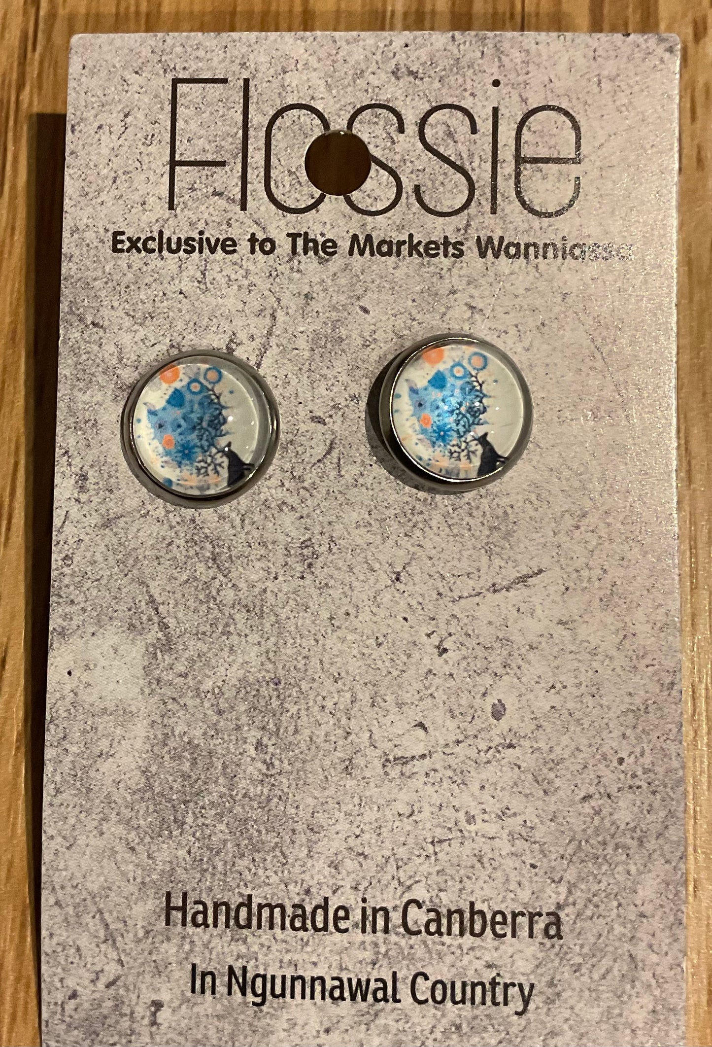 *Earrings Blue Tree Glass Studs