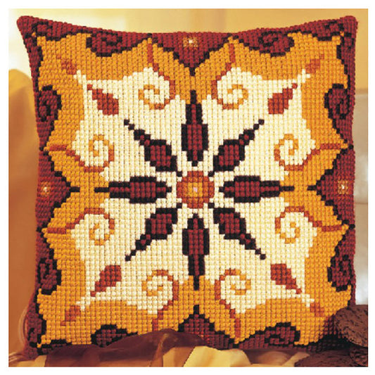 Cross Stitch Cushion Kit - Yellow and Red Pattern