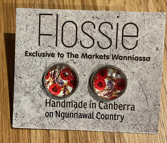 *Earrings Poppies Glass Studs