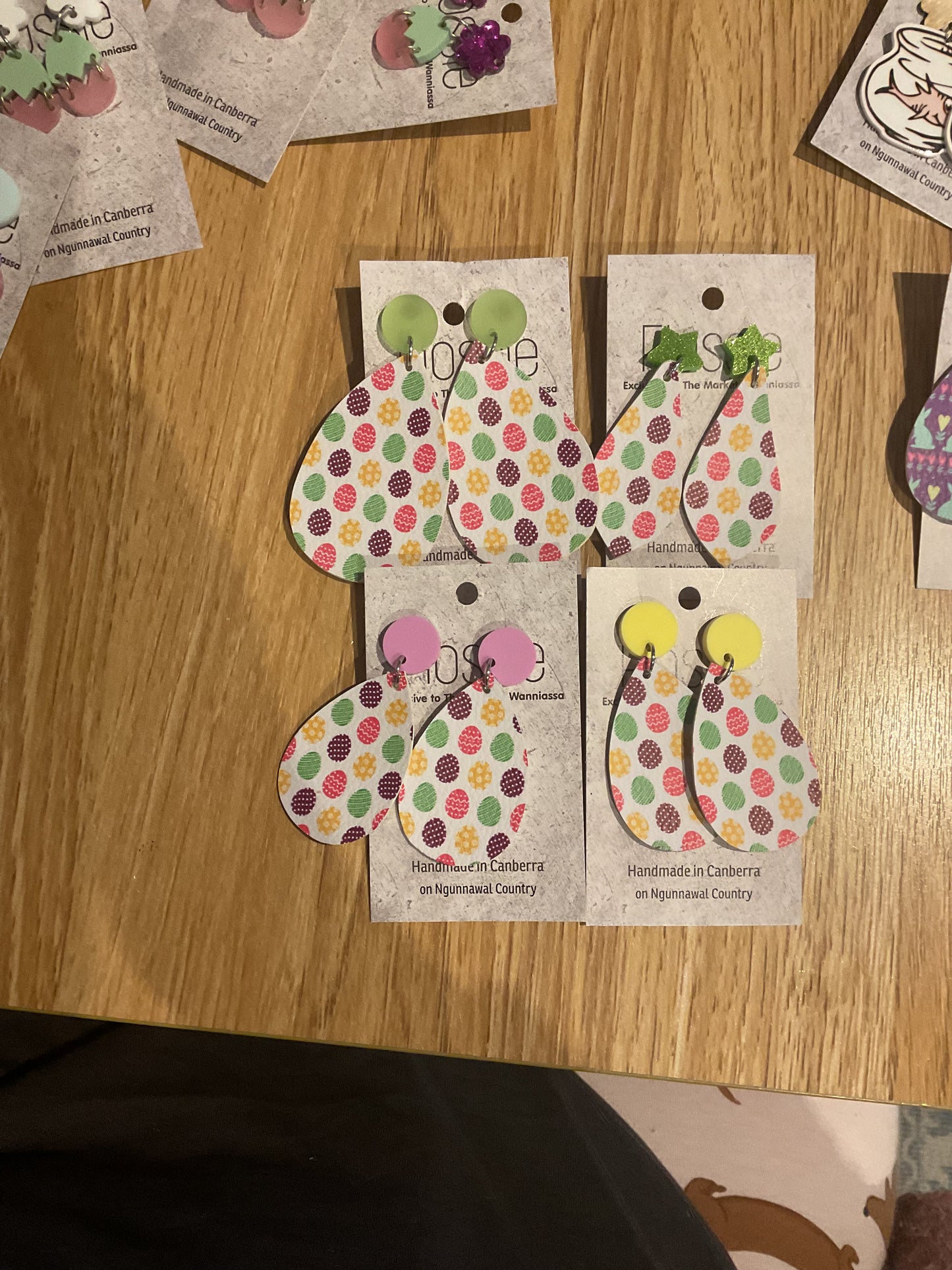 *Earrings Vinyl Easter Egg Print Dangles