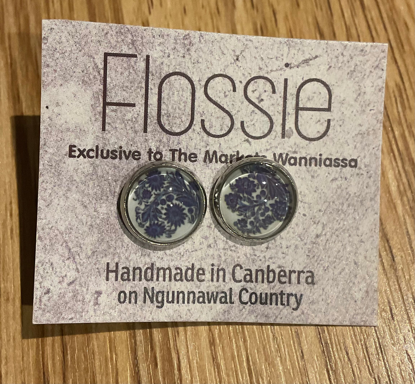 *Earrings Blue Floral Shapes Studs
