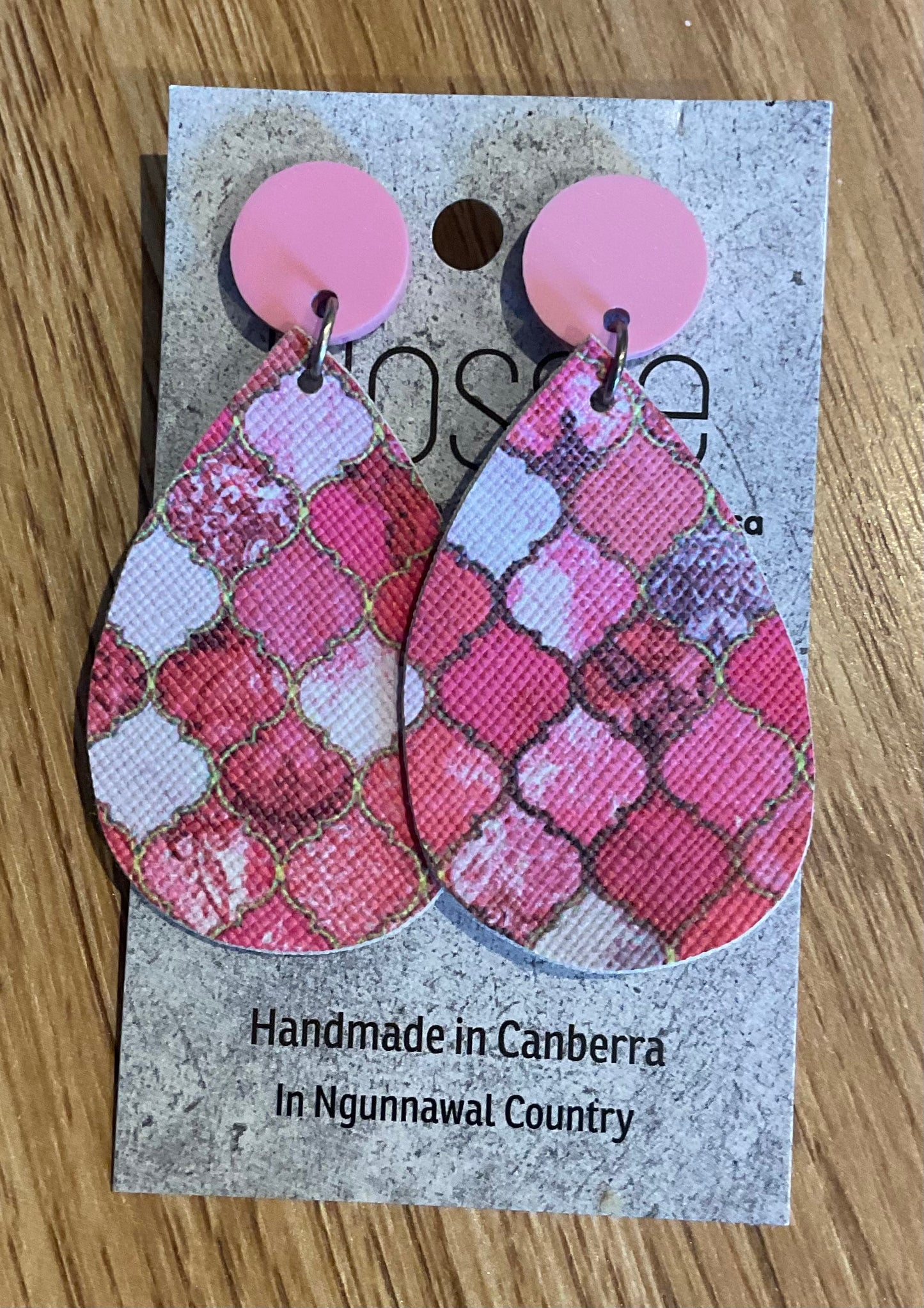 *Earrings Pink Tile Dangles