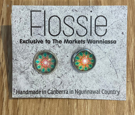*Earrings Mandala Glass Dome Studs