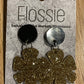 *Earrings Acrylic Glitter Gold Flower Dangles
