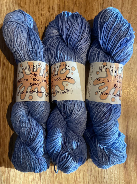 *Cottonia8 8ply 100% Cotton Yarn Blues