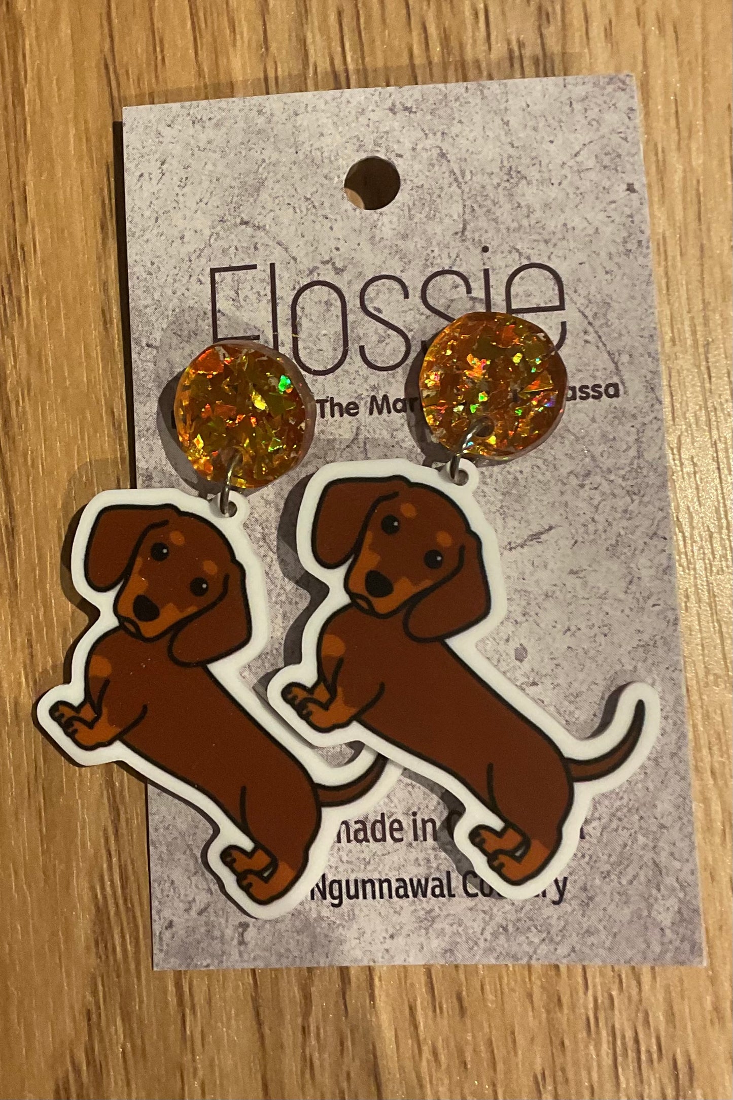 *Earrings Sausage Dog Dangles