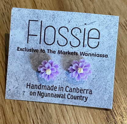 *Earrings Purple Flower Studs