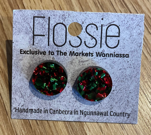 *Earrings Red/Green Glitter Studs