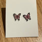 *Earrings Teeny Pink  Butterfly Studs