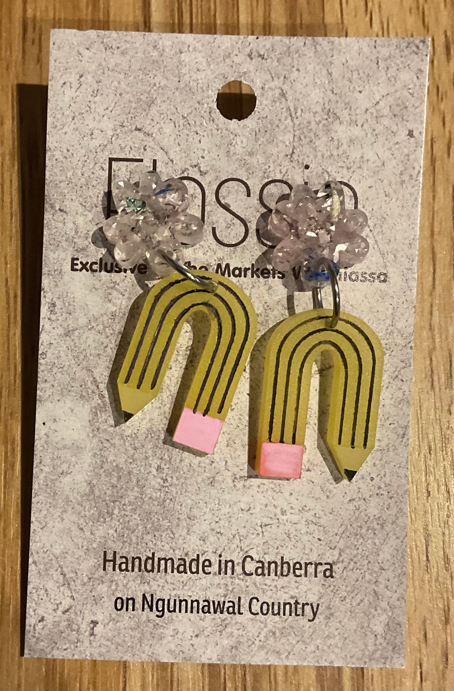 *Earrings Acrylic Hand Painted Pencils Dangles