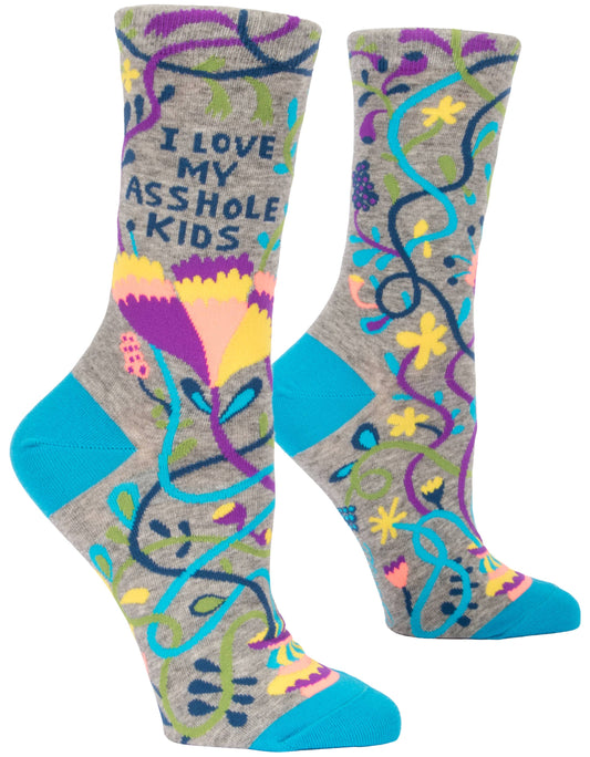 Ladies Crew Sock -  I Love My Asshole Kids