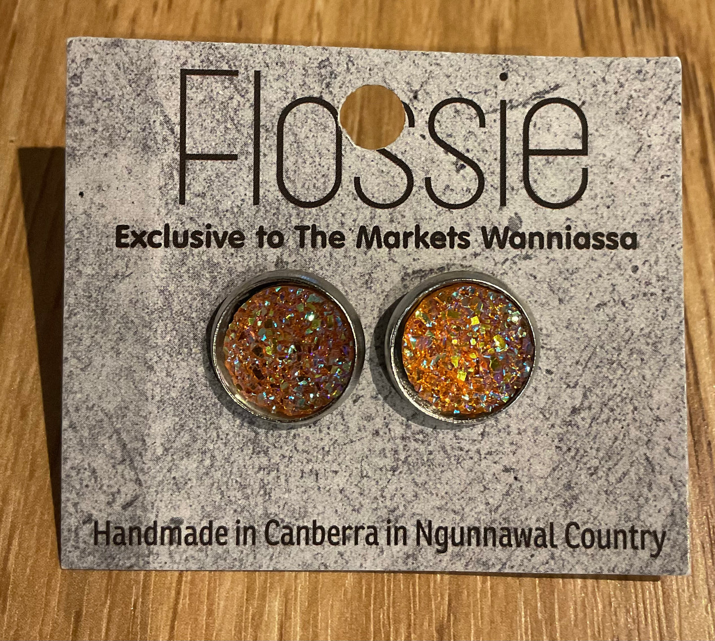 *Earrings Peach Glitter Studs