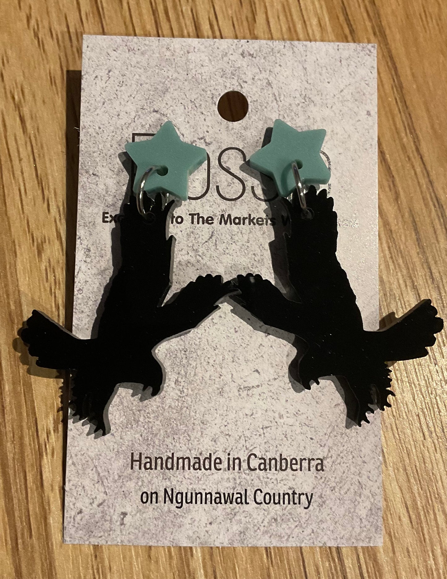 *Earrings Acrylic Black Eagle Dangles