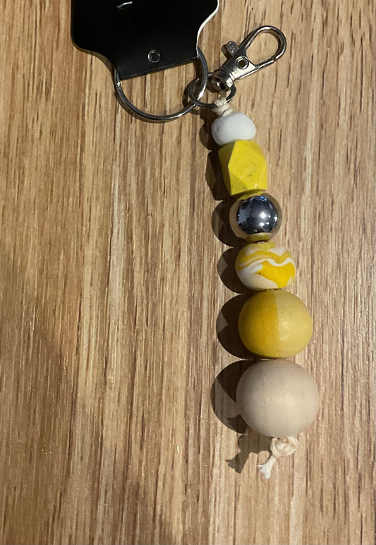 *Beaded Keychain Yellow and White