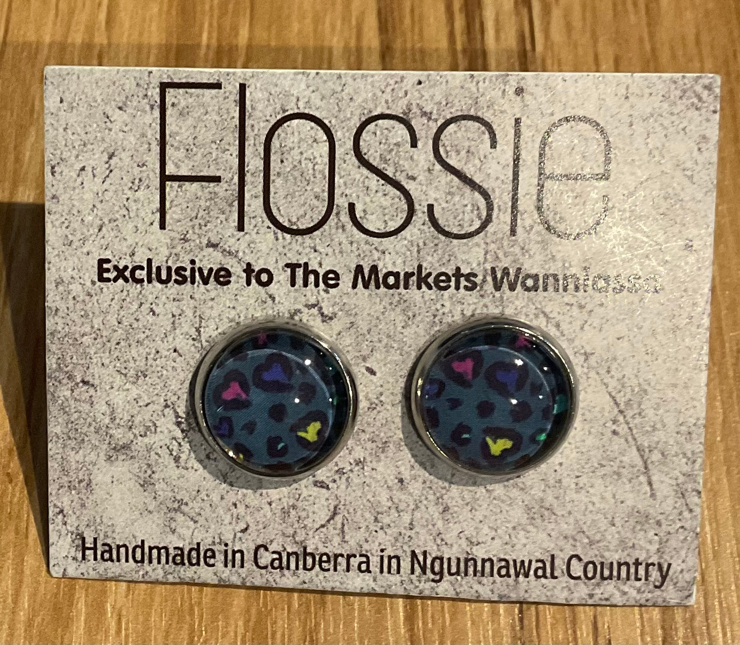 *Earrings Animal Print Blue Studs