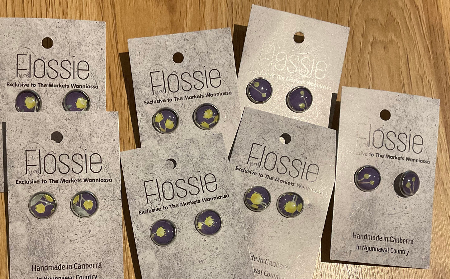 *Earrings Yellow Blossom Glass Studs