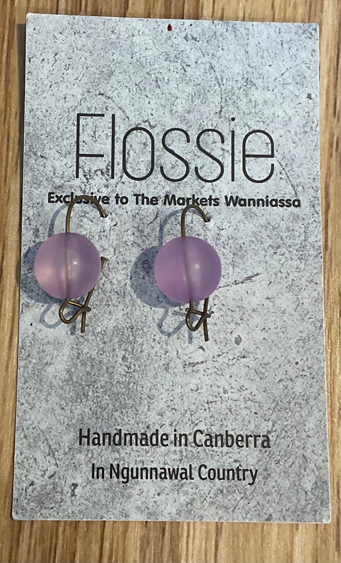 *Earrings Glass Dome Dangles Pink Opaque