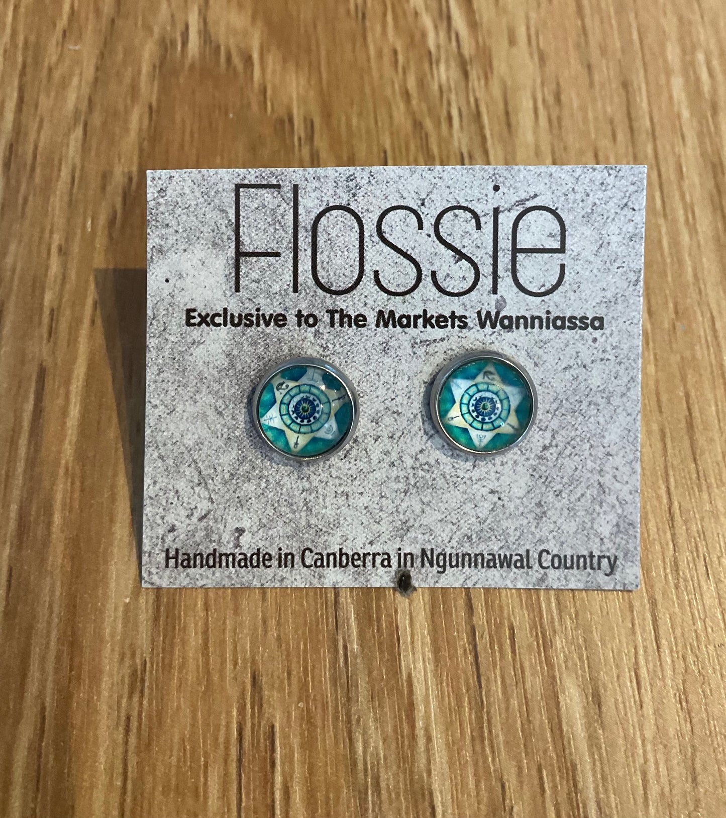 *Earrings Mandala Glass Dome Studs