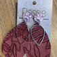 *Earrings Embossed Flowers Maroon Dangles