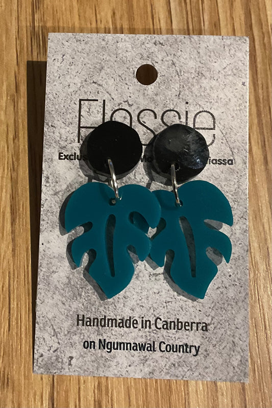*Earrings Acrylic Green Leaf Dangles