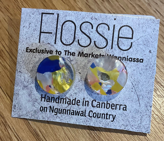 *Earrings Yellow Blue Studs