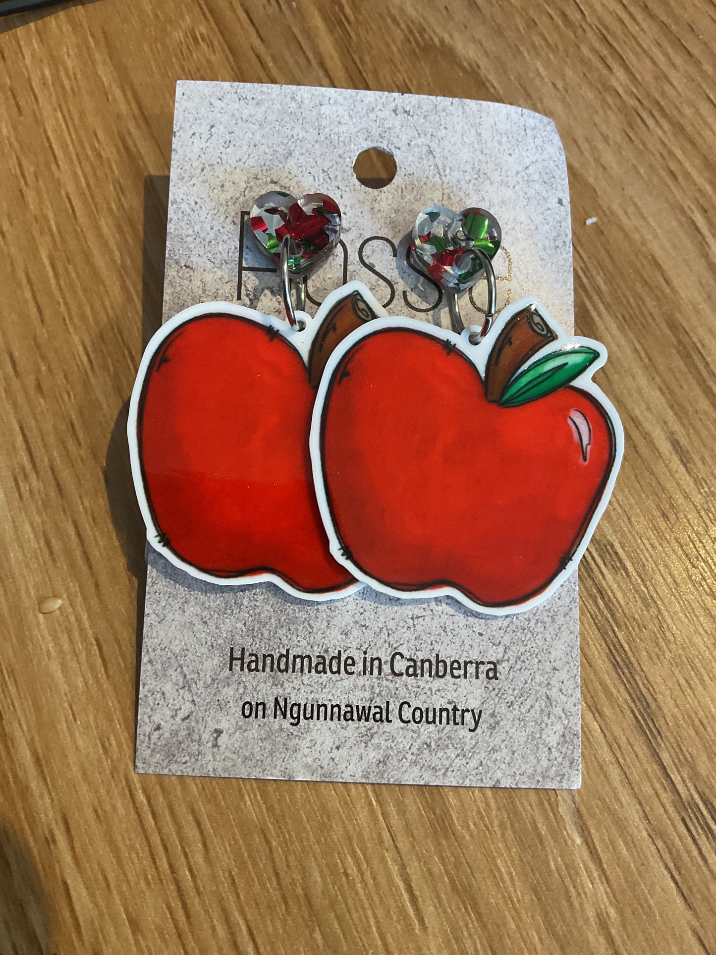 *Earrings Red Apple Dangles