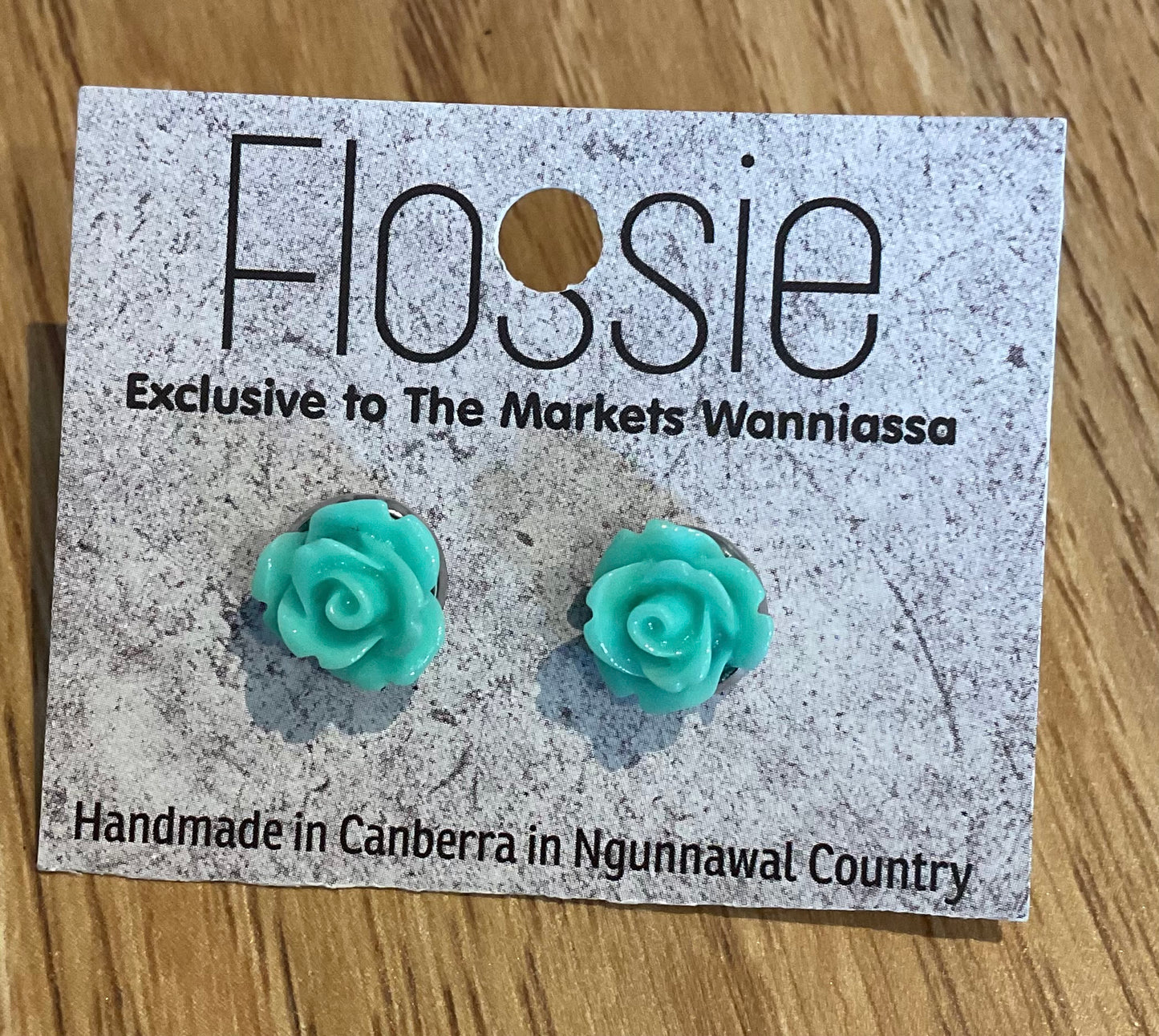 *Earrings Green Flower Studs