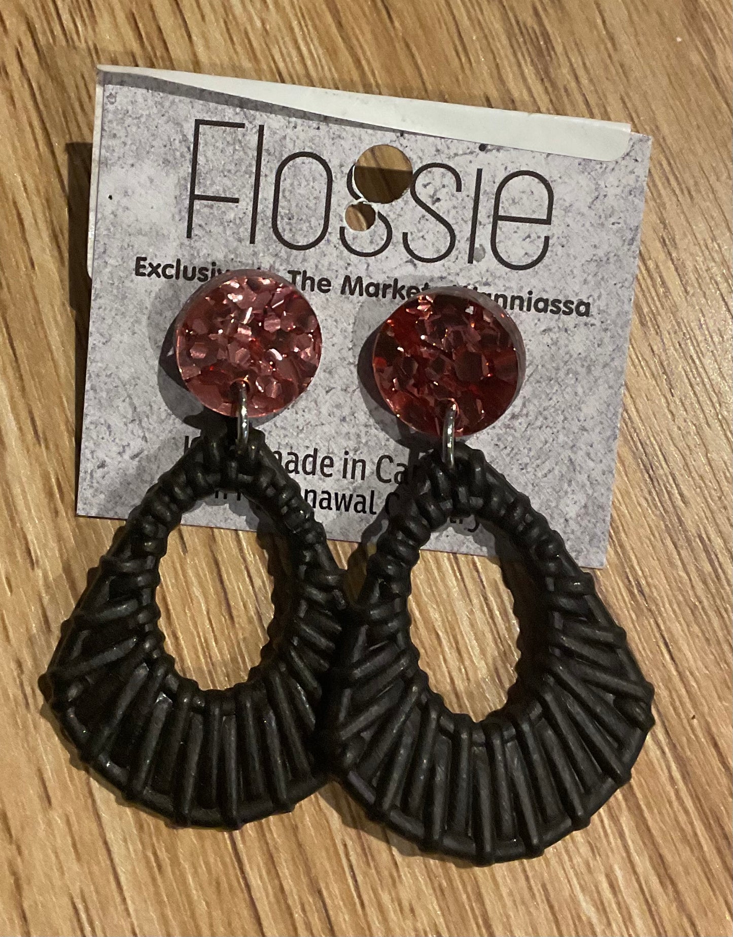 *Earrings Black Weave Look  Dangles