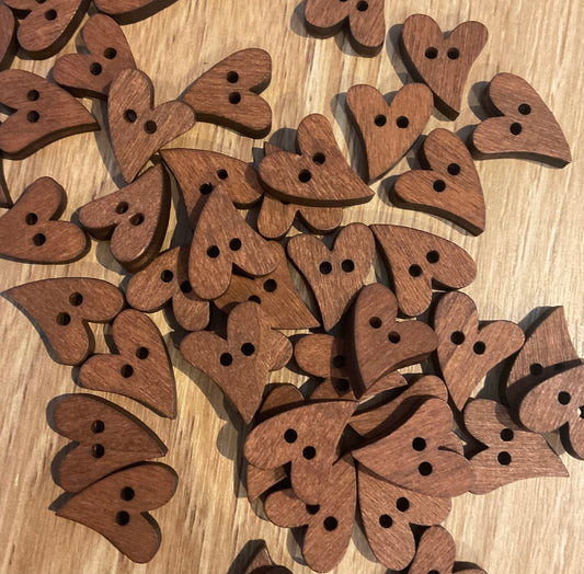*Loose Buttons - Wooden Hearts