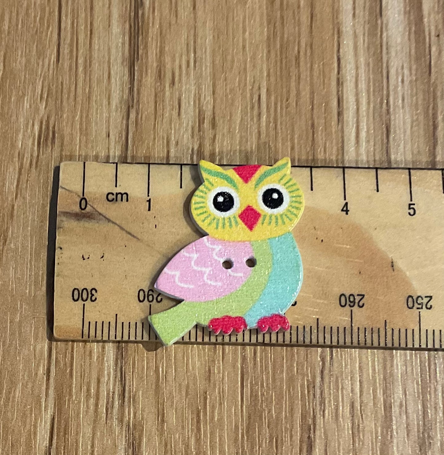 *Loose Buttons - Wooden Printed Owl