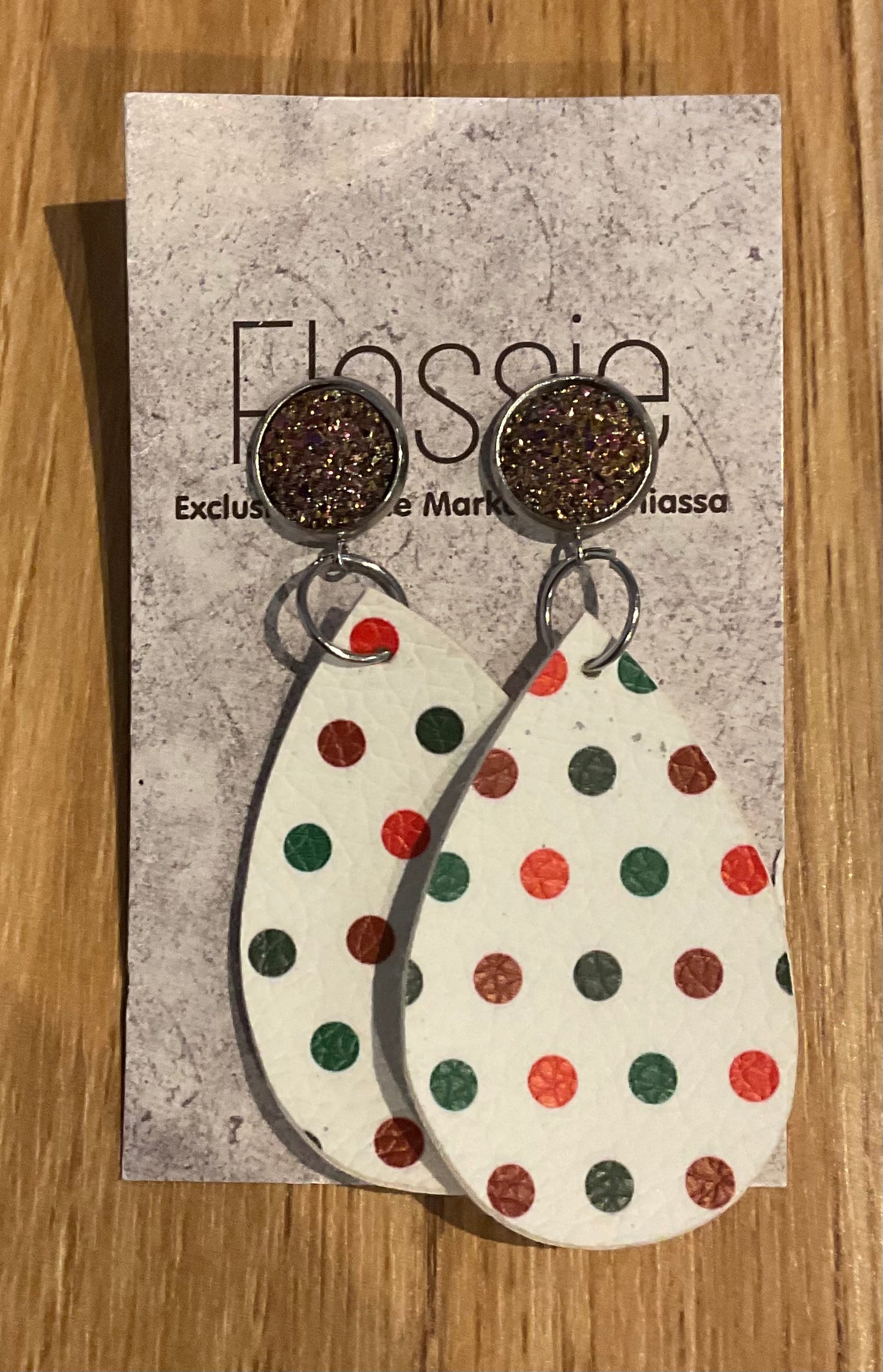 *Earrings Red & Green Spotted Dangles