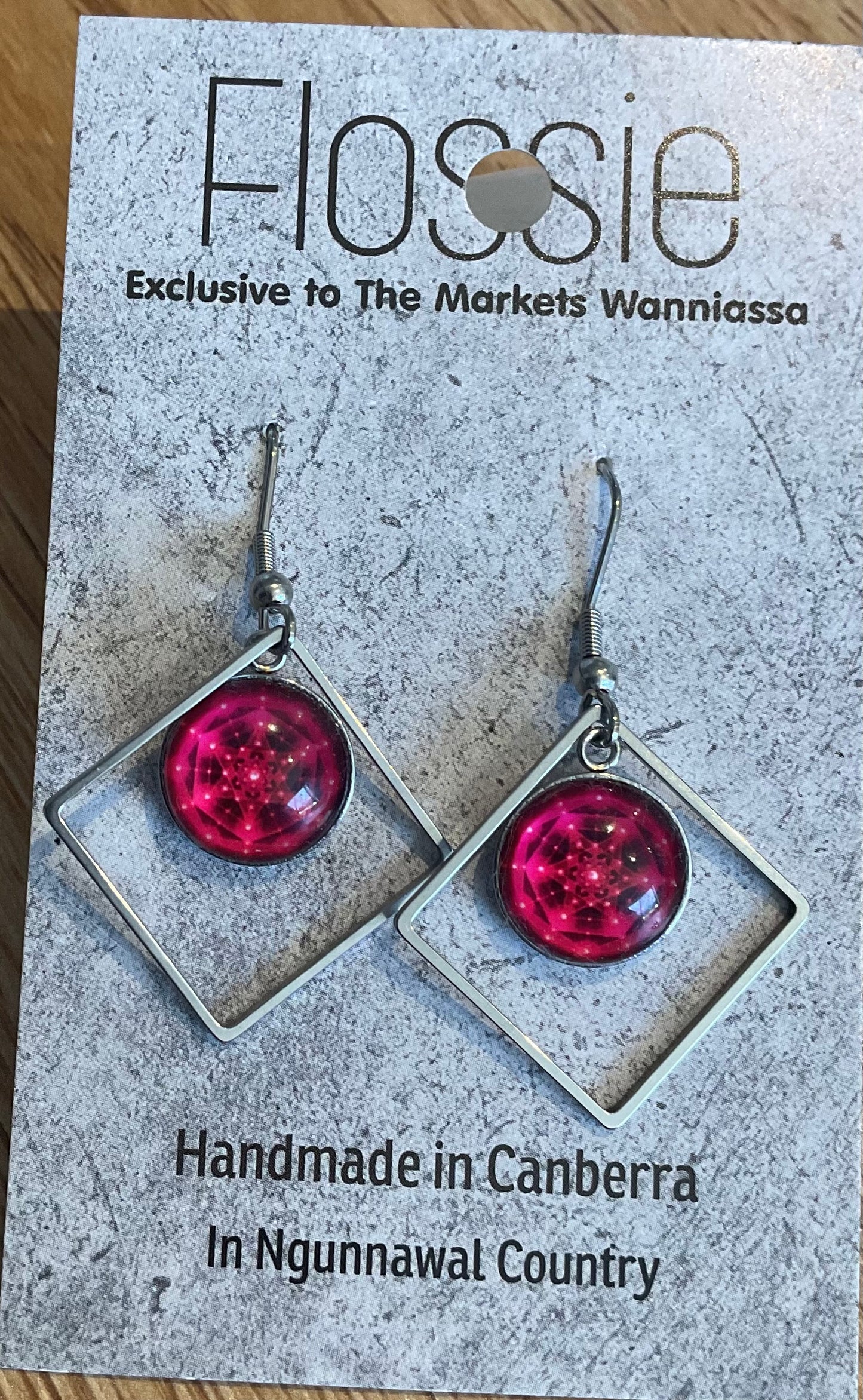 *Earrings Glass Dome Diamond Dangles