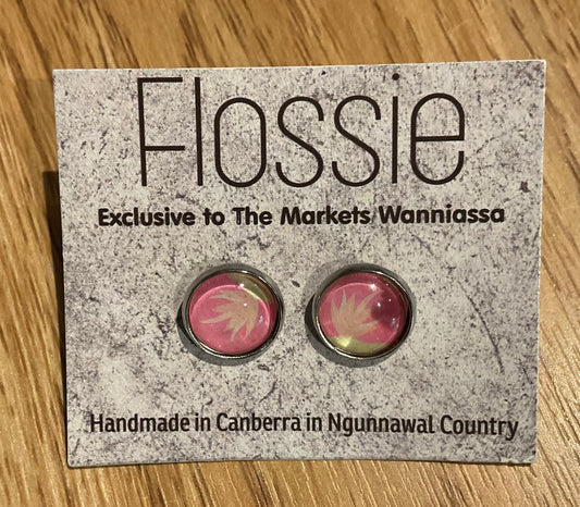 *Earrings Printed Glass Dome Studs