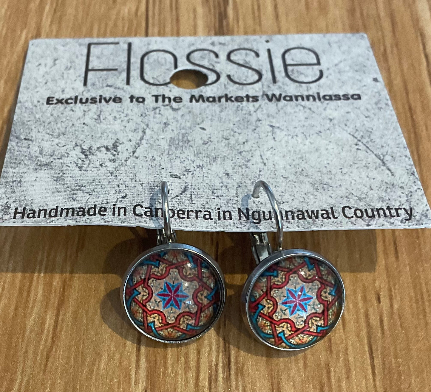 *Earrings Glass Dome Dangles Mandala