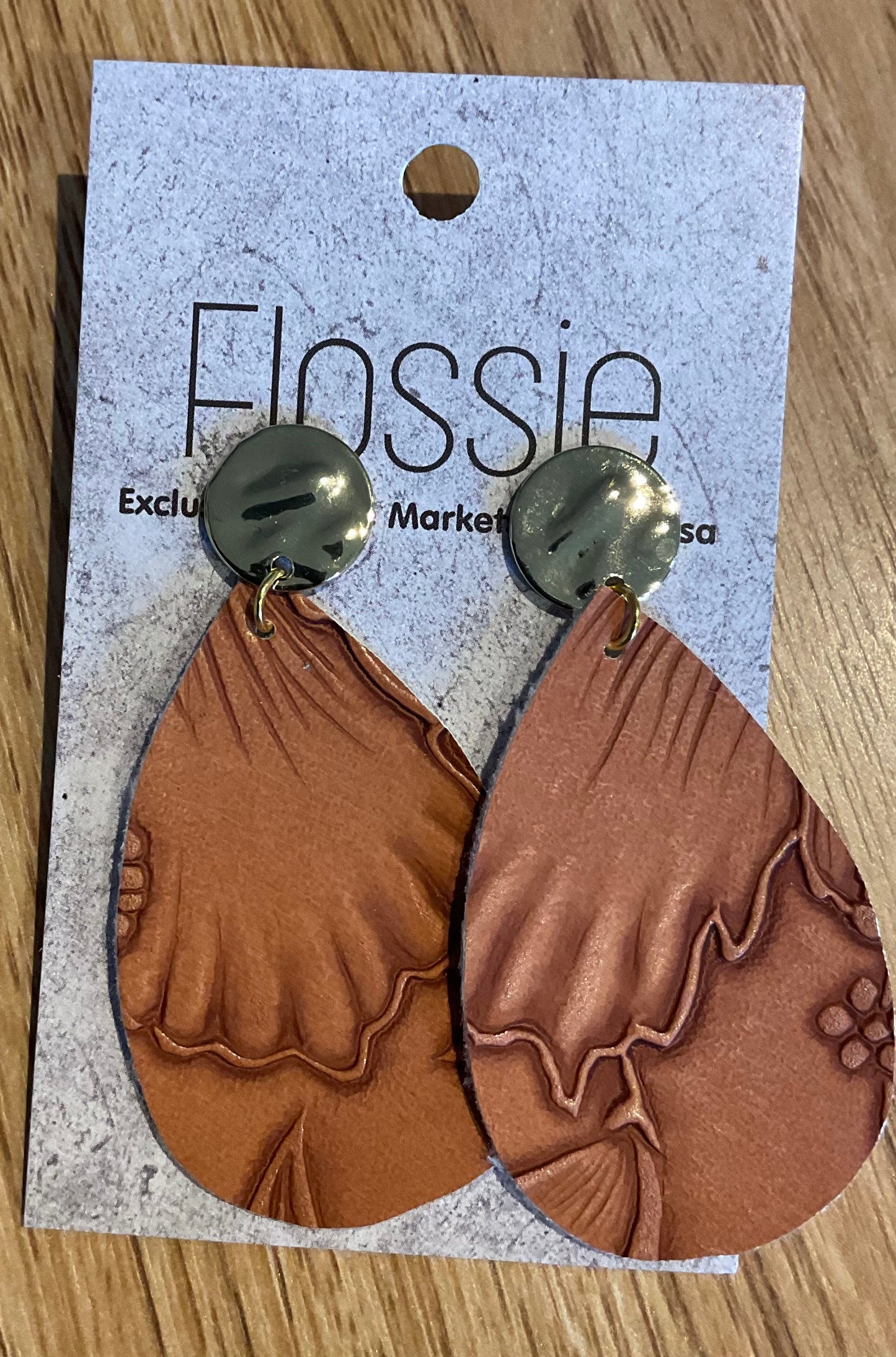 *Earrings Embossed Faux Leather Dangles