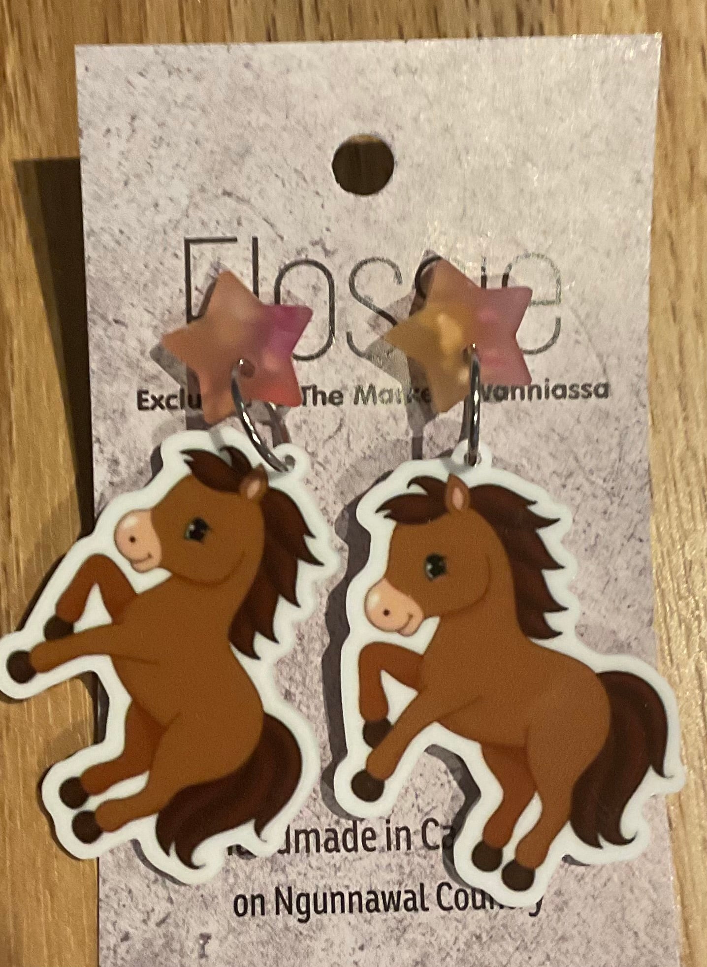 *Earrings Brown Pony Dangles