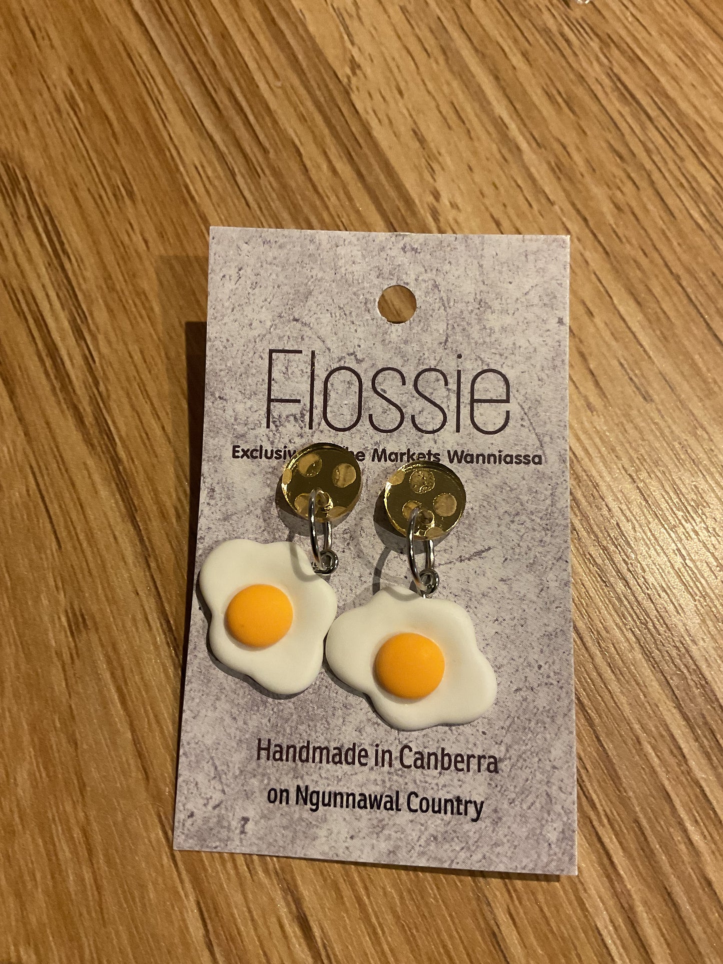 *Earrings Fried Egg Dangles