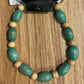 *Bracelet Wooden Beads Teal & Natural