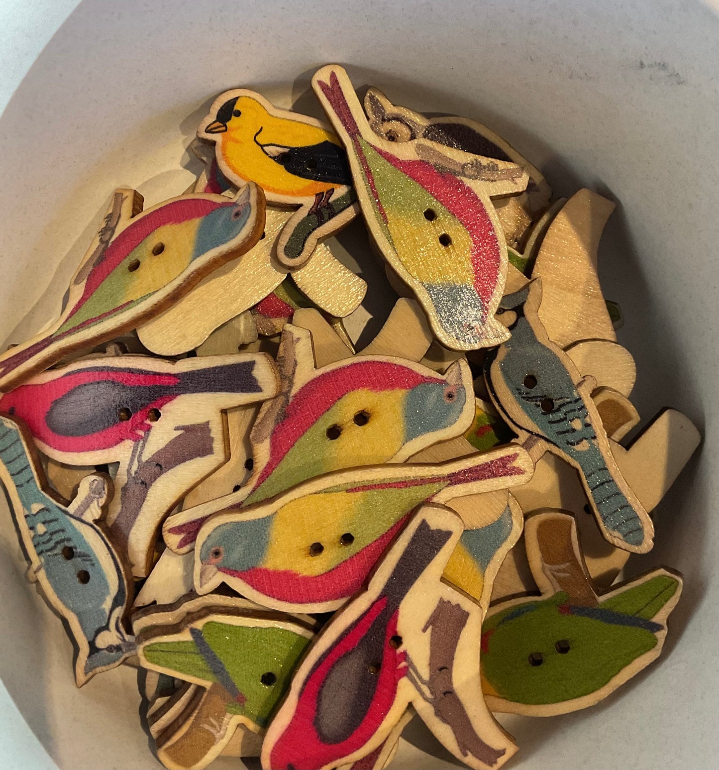 *Loose Buttons - Wooden Bird Themed