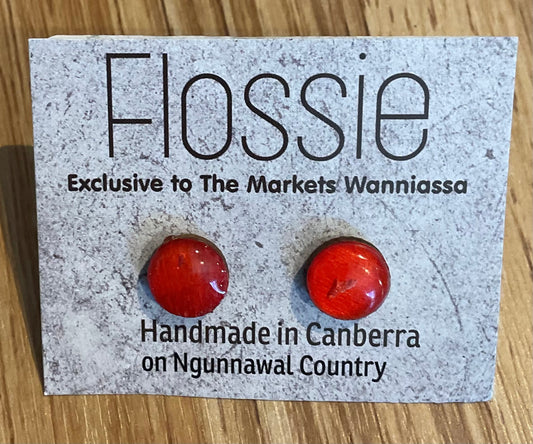*Earrings Painted Dark Orange Resin Studs