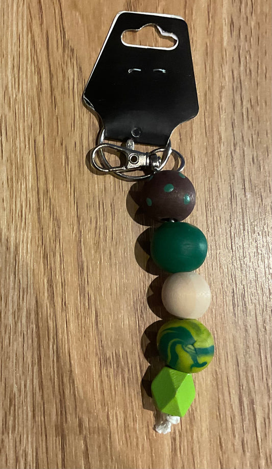 *Beaded Keychain Green and Brown