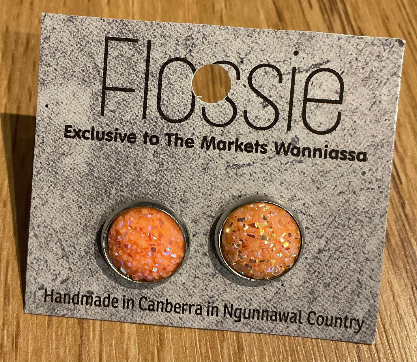 *Earrings Glitter Studs Orange