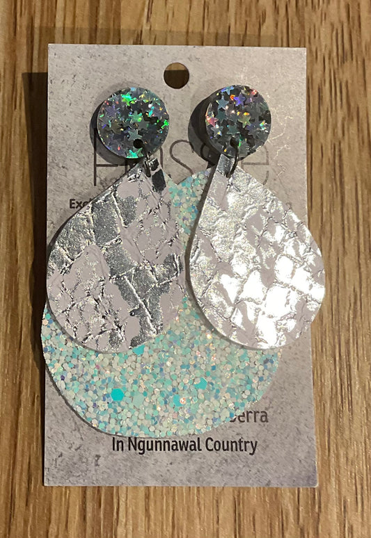 *Earrings Glitter and Silver Dangles